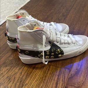 Nike White and Black High-Top Athletic Shoes